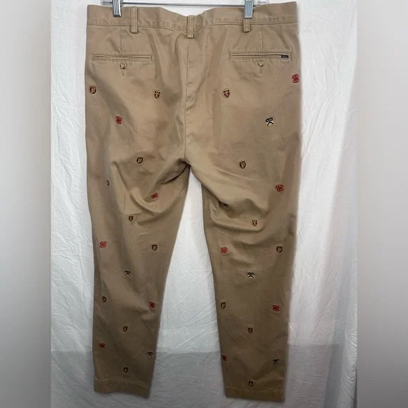 Polo Ralph Lauren Khaki Chinos Embroidered Crest Pants 36x32 Slim Fit - Picture 7 of 9
